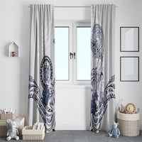 Polynesian Manta Ray Window Curtain Blue Floral Turtle Tattoo - Polynesian Pride