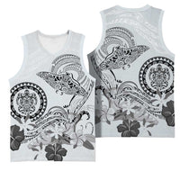 Polynesian Manta Ray Basketball Jersey Gray Floral Turtle Tattoo LT9 - Polynesian Pride