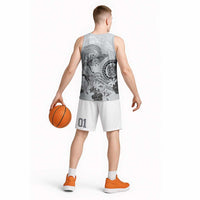 Polynesian Manta Ray Basketball Jersey Gray Floral Turtle Tattoo LT9 - Polynesian Pride