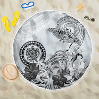 Polynesian Manta Ray Beach Blanket Gray Floral Turtle Tattoo LT9 One Size 150cm Gray - Polynesian Pride