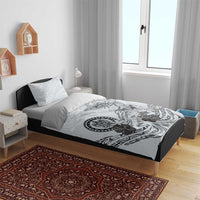 Polynesian Manta Ray Bedding Set Gray Floral Turtle Tattoo - Polynesian Pride