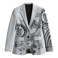 Polynesian Manta Ray Blazer Gray Floral Turtle Tattoo LT9 Unisex Gray - Polynesian Pride