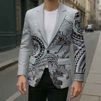 Polynesian Manta Ray Blazer Gray Floral Turtle Tattoo LT9 - Polynesian Pride