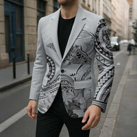 Polynesian Manta Ray Blazer Gray Floral Turtle Tattoo LT9 - Polynesian Pride