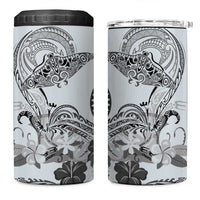 Polynesian Manta Ray 4 in 1 Can Cooler Tumbler Gray Floral Turtle Tattoo LT9 One Size: 16 oz Gray - Polynesian Pride