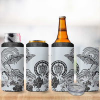 Polynesian Manta Ray 4 in 1 Can Cooler Tumbler Gray Floral Turtle Tattoo LT9 - Polynesian Pride