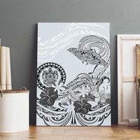 Polynesian Manta Ray Canvas Wall Art Gray Floral Turtle Tattoo LT9 - Polynesian Pride