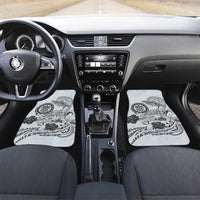 Polynesian Manta Ray Car Mats Gray Floral Turtle Tattoo LT9 Set 2pcs - Front Gray - Polynesian Pride