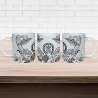 Polynesian Manta Ray Ceramic Mug Gray Floral Turtle Tattoo LT9 - Polynesian Pride