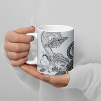 Polynesian Manta Ray Ceramic Mug Gray Floral Turtle Tattoo LT9 - Polynesian Pride