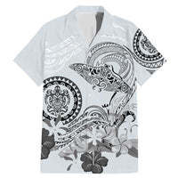 Polynesian Manta Ray Family Matching Mermaid Dress and Hawaiian Shirt Gray Floral Turtle Tattoo - Polynesian Pride
