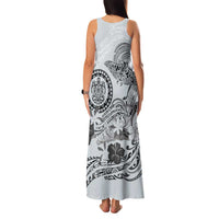 Polynesian Manta Ray Family Matching Tank Maxi Dress and Hawaiian Shirt Gray Floral Turtle Tattoo - Polynesian Pride