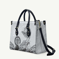 Polynesian Manta Ray Leather Bag Gray Floral Turtle Tattoo - Polynesian Pride