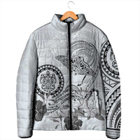 Polynesian Manta Ray Padded Jacket Gray Floral Turtle Tattoo LT9 - Polynesian Pride
