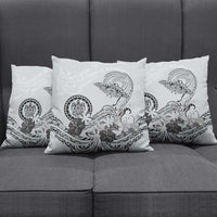 Polynesian Manta Ray Pillow Cover Gray Floral Turtle Tattoo - Polynesian Pride