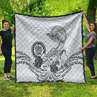 Polynesian Manta Ray Quilt Gray Floral Turtle Tattoo - Polynesian Pride