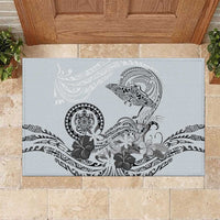 Polynesian Manta Ray Rubber Doormat Gray Floral Turtle Tattoo LT9 Gray - Polynesian Pride