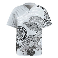 Polynesian Manta Ray Rugby Jersey Gray Floral Turtle Tattoo LT9 Gray - Polynesian Pride