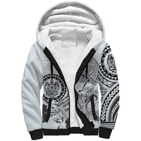 Polynesian Manta Ray Sherpa Hoodie Gray Floral Turtle Tattoo LT9 Unisex Gray - Polynesian Pride