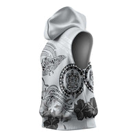 Polynesian Manta Ray Sleeveless Hoodie Gray Floral Turtle Tattoo LT9 - Polynesian Pride