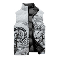 Polynesian Manta Ray Sleeveless Puffer Jacket Gray Floral Turtle Tattoo LT9 - Polynesian Pride