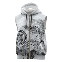 Polynesian Manta Ray Sleeveless Zip Hoodie Gray Floral Turtle Tattoo LT9 Gray - Polynesian Pride