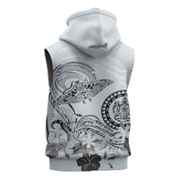 Polynesian Manta Ray Sleeveless Zip Hoodie Gray Floral Turtle Tattoo LT9 - Polynesian Pride