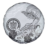 Polynesian Manta Ray Spare Tire Cover Gray Floral Turtle Tattoo - Polynesian Pride