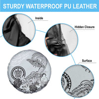 Polynesian Manta Ray Spare Tire Cover Gray Floral Turtle Tattoo - Polynesian Pride