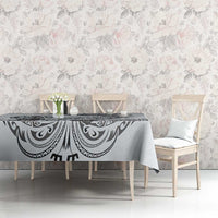 Polynesian Manta Ray Tablecloth Gray Floral Turtle Tattoo LT9 - Polynesian Pride