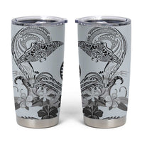 Polynesian Manta Ray Tumbler Cup Gray Floral Turtle Tattoo - Polynesian Pride