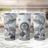 Polynesian Manta Ray Tumbler Cup Gray Floral Turtle Tattoo - Polynesian Pride