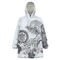 Polynesian Manta Ray Wearable Blanket Hoodie Gray Floral Turtle Tattoo LT9 One Size Gray - Polynesian Pride