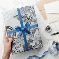 Polynesian Manta Ray Wrapping Paper Gray Floral Turtle Tattoo LT9 - Polynesian Pride