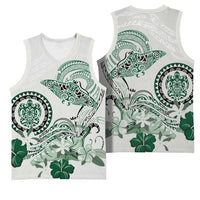 Polynesian Manta Ray Basketball Jersey Green Floral Turtle Tattoo LT9 - Polynesian Pride