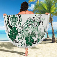 Polynesian Manta Ray Beach Blanket Green Floral Turtle Tattoo LT9 - Polynesian Pride