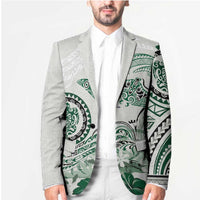 Polynesian Manta Ray Blazer Green Floral Turtle Tattoo LT9 - Polynesian Pride