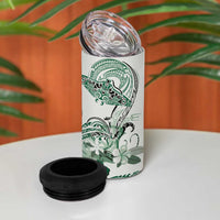 Polynesian Manta Ray 4 in 1 Can Cooler Tumbler Green Floral Turtle Tattoo LT9 - Polynesian Pride