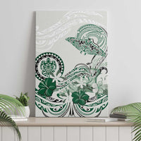 Polynesian Manta Ray Canvas Wall Art Green Floral Turtle Tattoo LT9 - Polynesian Pride