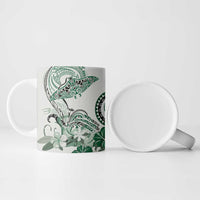 Polynesian Manta Ray Ceramic Mug Green Floral Turtle Tattoo LT9 - Polynesian Pride