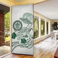 Polynesian Manta Ray Door Cover Green Floral Turtle Tattoo - Polynesian Pride