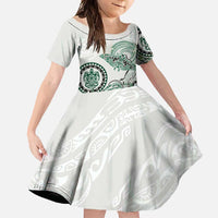 Polynesian Manta Ray Family Matching Summer Maxi Dress and Hawaiian Shirt Green Floral Turtle Tattoo - Polynesian Pride
