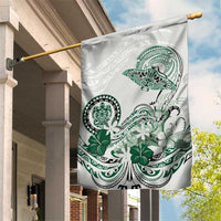 Polynesian Manta Ray Garden Flag Green Floral Turtle Tattoo - Polynesian Pride