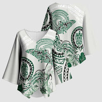 Polynesian Manta Ray Kimono Sleeve Blouse Green Floral Turtle Tattoo LT9 - Polynesian Pride