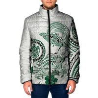 Polynesian Manta Ray Padded Jacket Green Floral Turtle Tattoo LT9 Men Green - Polynesian Pride