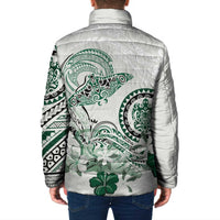 Polynesian Manta Ray Padded Jacket Green Floral Turtle Tattoo LT9 - Polynesian Pride