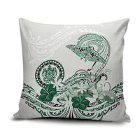 Polynesian Manta Ray Pillow Cover Green Floral Turtle Tattoo - Polynesian Pride
