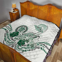 Polynesian Manta Ray Quilt Green Floral Turtle Tattoo - Polynesian Pride
