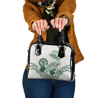 Polynesian Manta Ray Shoulder Handbag Green Floral Turtle Tattoo - Polynesian Pride