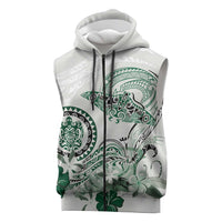 Polynesian Manta Ray Sleeveless Zip Hoodie Green Floral Turtle Tattoo LT9 Green - Polynesian Pride